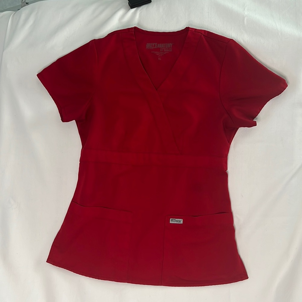 Grey’s Anatomy Women Scrub Top XS Red